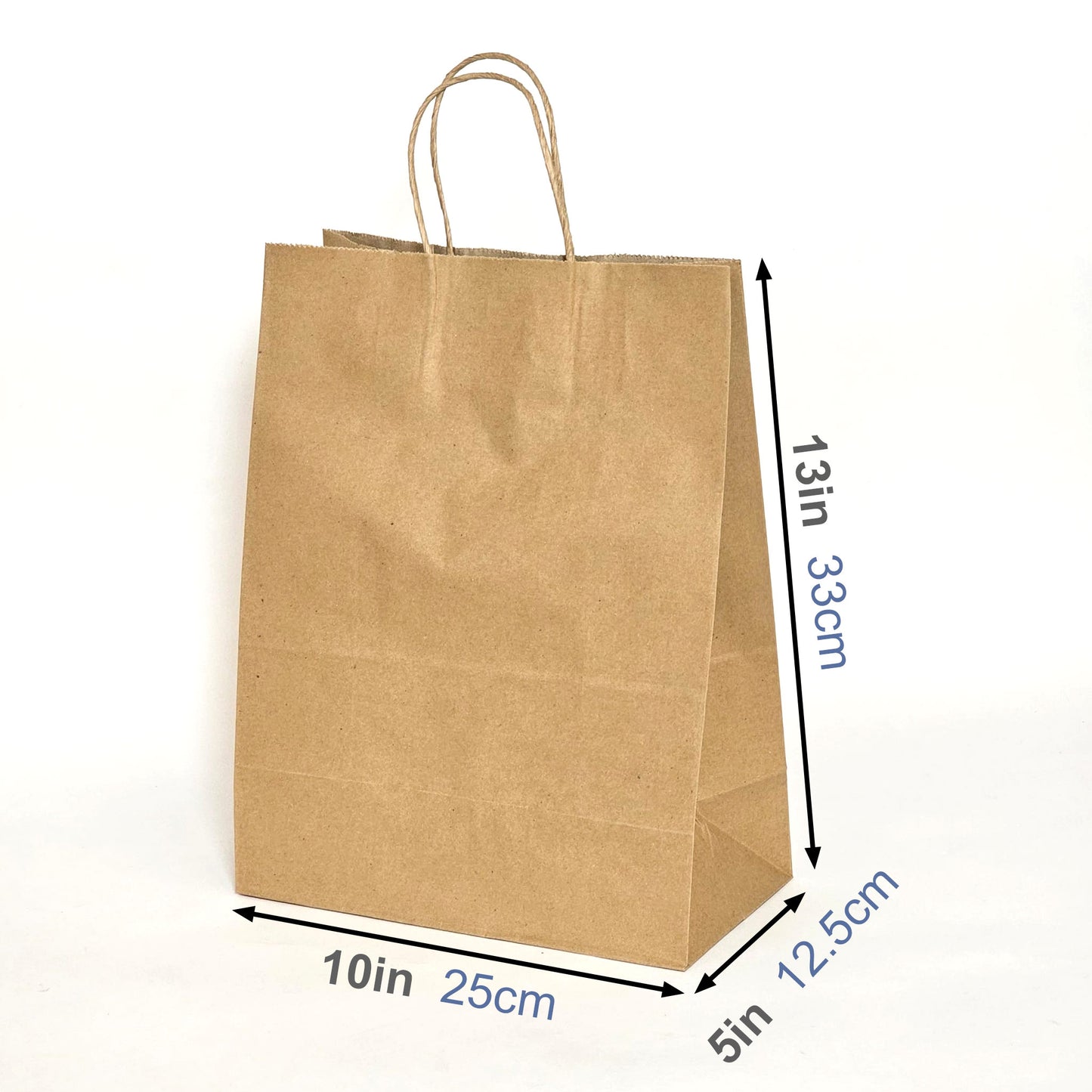 250pcs - 10x5x13 inches Kraft Paper Bags With Twisted Handles