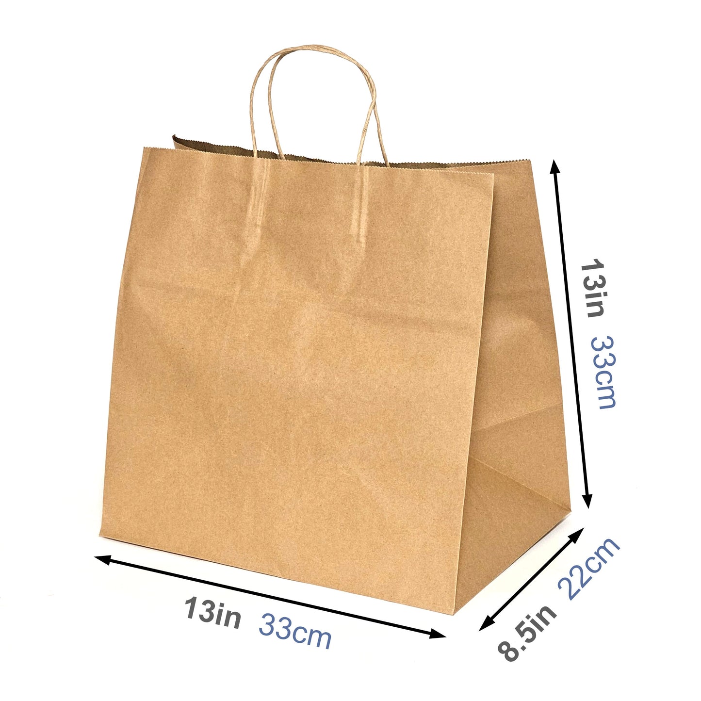 Custom Printed 13x8.5x13 inches Kraft Paper Bags With Twisted Handles; Full Color Printed in Toronto, Canada