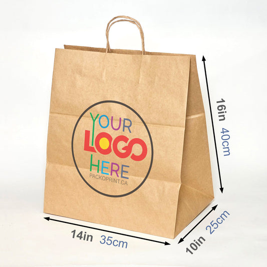 Custom Printed Kraft Paper Bags – 14 x 10 x 16 in