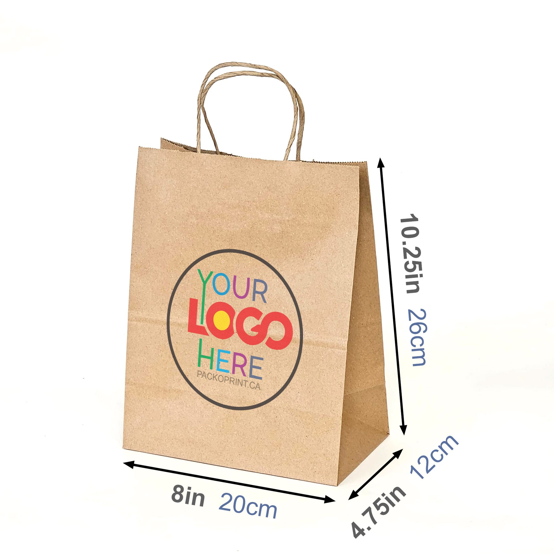 Custom Printed Paper Bag Twisted Handle, Printed in